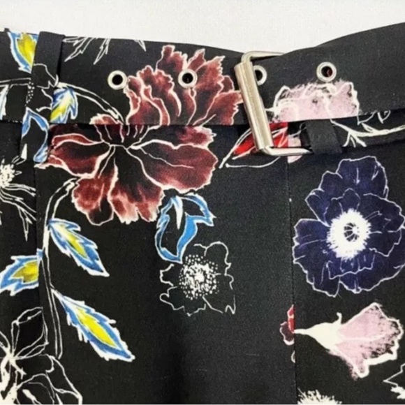 ALC Black Multicolor Floral Silk Pencil Midi Skirt Sz 4 - Picture 5 of 8